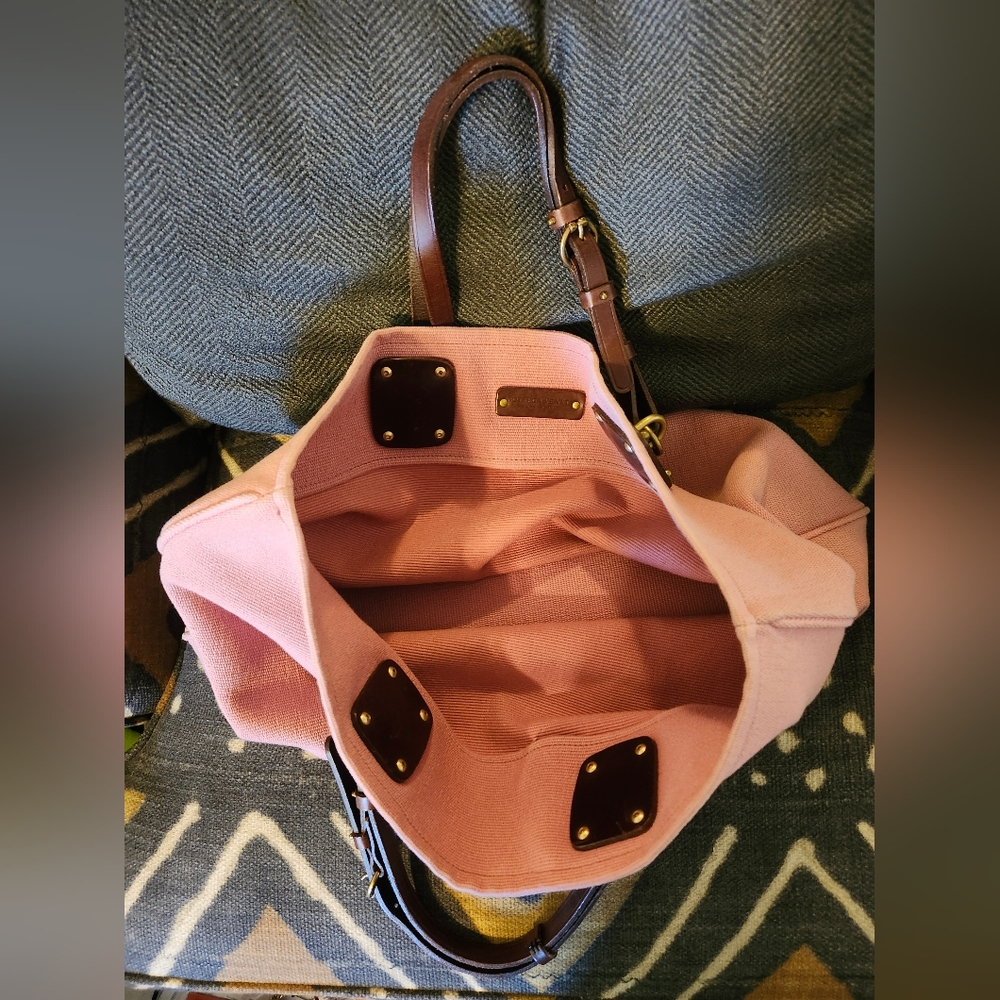 Bottega Veneta Pink Canvas Tote with Dark Brown Leather Handles - Picture 5 of 15